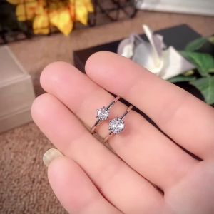 Huitan 5/6.5MM Cubic Zirconia Rings Simple and Elegant Womens Accessories for Engagement Wedding Hot Sale Statement Jewelry