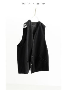 Casual Black Vest Womens Sleeveless Top Autumn Fashion Slimming Shoulder Pad Mini Vest Versatile Single Piece Cotton Material