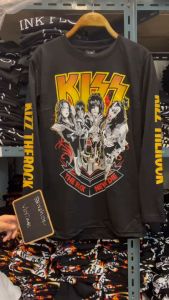 เสื้อยืดแขนยาว พิมพ์ลาย สไตล์วินเทจเท่ ผู้ชาย