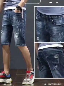 #075#28-36#พร้อมส่ง#กางเกงยีนส์ขาสามส่วนกางเกงยีนส์แฟชั่นผู้ชายเนื้อผ้าใส่สบายใส่ได้ทุกโอกาส