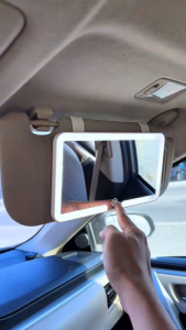 GripLynkey 🧩Rechargeable Car Vanity Mirror with Touch Control & Elastic Straps - Fits All Sun Visors
