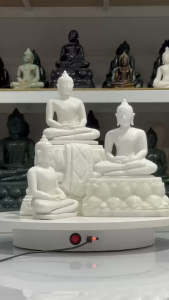 พระพุทธรูป พระแกะสลัก หินขาวกรีก รูปทรง พระแก้วมรกต หรือ พระแก้วเศียรโล้น เนื้อหินสวย ขนาดหน้าตักองค์พระ 5 นิ้ว