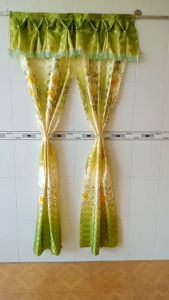 Rèm cửa phòng khách  BENU STORES  chất liệu phi bóng  01 mặt màu xanh ngọc (mẫu mới)sáng bóng ép biên sang trọng đẹp mắt