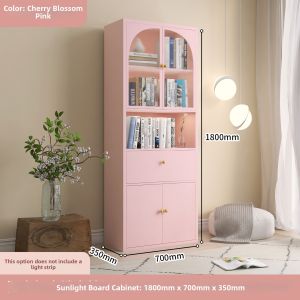 Nordic Modern Iron Glass Door Floor-standing Kids Home Living Room Bookshelf