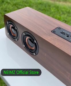 Rechargeable Wooden Alarm Clock with Bluetooth Soundbar Subwoofer Speaker and FM Radio for Home or E-sport Game Room Decoration