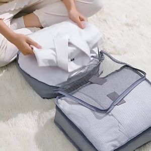 6 Pcs Travel Luggage Organiser Waterproof Packing Cube Storage Clothes Cosmectic Toiletries Shoe Laundry