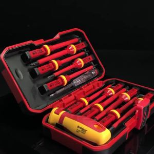 13pcs 1000V VDE Insulated Screwdriver Electrician Repair Tool Kit Magnetic Screw Driver Slotted Phillips Pozidriv Torx Cr-V Bits