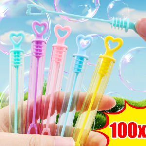 100PCS Colorful Bubble Tube Soap Bottle Heart Shape Stick Children Toy Birthday Party Decoration Wedding Guest Souvenirs