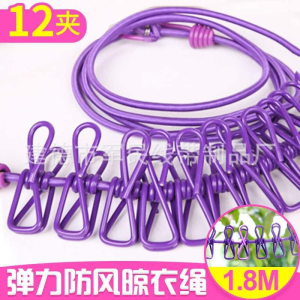 WE 2602 = 晾衣架晾衣绳 Clothes drying rack clothesline ☞ 12 clips #Random colors