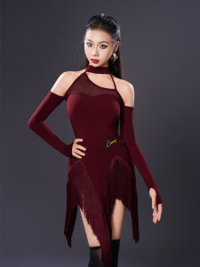 conny | Latin Dance Training Performance Suit Long Sleeves Tassels Skirt