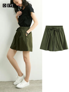 Summer Casual Loose Cotton Petal Shorts Womens High Waist Flared Pants Korean Style Commute Cotton Blend Online Exclusive