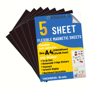 5 Sheets Magnetic Adhesive Sheets A4(8.3 X 11.7) Size Flexible Magnetic Sheets with Adhesive Backing for Crafts Photos