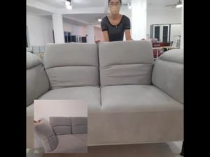 Flotti Kiera 2 Seater Adjustable Backrest & Armrest Sofa (Beige Light Grey Dark Grey)