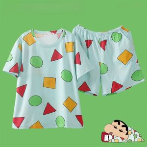 ชุดนอนผู้หญิงแขนสั้นผ้าฝ้ายบางลายดอกซากุระสไตล์ญี่ปุ่น ชุดนอนฤดูร้อน ชุดอยู่บ้าน ชุดนอนผู้หญิง ชุดนอนผ้าฝ้ายแท้ ชุดนอนสองชิ้น ชุดนอนสุดน่ารัก