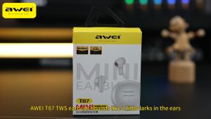 Awei T87 TWS หูฟังไร้สายกึ่งบลูทู ธ 5.3 ENC ยกเลิกเสียงหูฟัง 30 ชั่วโมงเวลาเล่นเบสคู่เสียง HiFi 0.06 วินาทีหูฟังเกมความล่าช้าต่ำ IPX6 กันน้ำสำหรับโทรศัพท์ Android