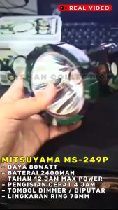 Senter Kepala Tahan 12 Jam Super Terang Senter Kepala 80 Watt Original MITSUYAMA MS-249P | Senter Kepala 80W Waterproof Cas Rechargeable Isi Ulang Tahan Lama