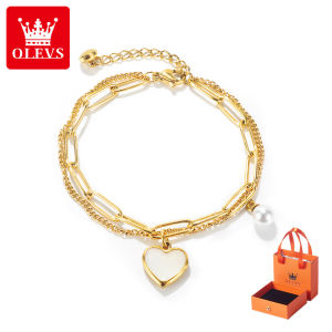 OLEVS Fashion Simple Women Bracelet 2023 Love Pearl Titanium Steel Bracelet Korean Exquisite Fashion Rose Gold Bracelet【Gift box】