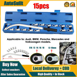 15Pcs Universal Belt Tension Tool Set Idler Pulley Adjuster Wrench With Extension Lever For Car Truck Motorcycle DIY Workshop