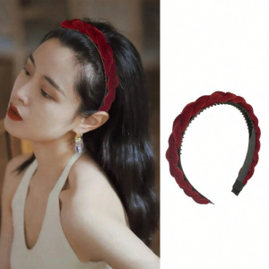 FENGFULUSHAN | Băng Đô Dệt Tóc Đỏ Retro Chống Trượt Mũi Cao