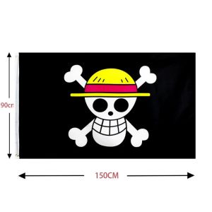 Bandai | New Sell One Piece 90*150CM Polyester Pirate Monkey D.Luffy Skull Flag One Piece Straw Hat Pirates Trumpet Banner Flag