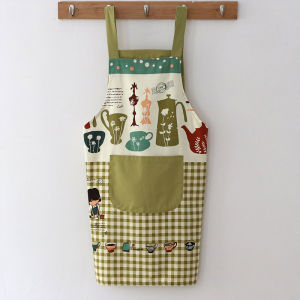 New Arrival Korean Style Sleeveless Apron Men and Women Couple Kitchen Cooking Oil-Proof Fashion Strap Pure Cotton Short Sleeve Apron Adult