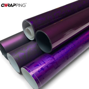 Carbon Fiber Vinyl Wrap PET Purple Car Stickers UV-Resistant Waterproof Film for Automotive Motorcycle Exterior Customization