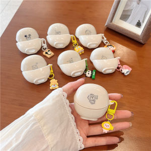 Cute Cartoon Creative Bluetooth Earphone Case Protective Cover for QCY AilyBuds pro Small Q Bean Creamy White Floral Design