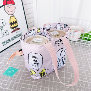 Portable Double Cup Beverage Insulated Thermos Foldable Milk Tea Bag Handheld Two Cups Flip Design Japanese Cartoon Style