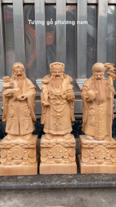 Bộ tượng tam đa phúc lộc thọ cao 30cm và 40cm chất liệu gỗ ngọc am cực thươm