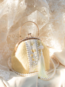 Tree Original Handmade Bag Womens Antique Embroidery Handbag Cheongsam Womens Bag Crossbody Pearl Chain Bag Han Chinese Clothing Bag