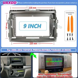 Car Radio Frame Wiring Harness with 9-inch Stereo Panel Cable Adapter for Toyota Previa Estima Stimulation Tarago XR50 2006-2016