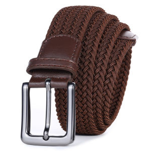 Golf Themed Mens Elastic Sports Belt Outdoor Casual Pants No Punching Required Braid Design Canvas Material Alloy Buckle