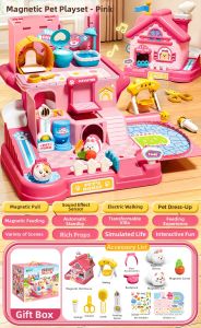 BEI JESS | Simulation Cat Rabbit Toy Magnetic Pet House for Children Birthday Gift