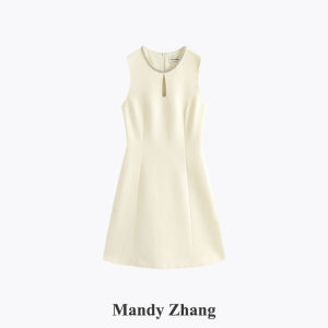Thousand Dollars Style Rhinestone White Sleeveless Dress