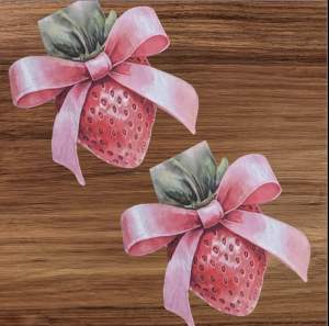 Party Dinner Napkin Serviette 3D Cut Out - Colour Fruit Strawberry In Shape of Ribbon [NSP148]