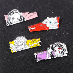 Anime Demon Slayer Enamel Pins Brooch Tanjirou Nezuko Zenitsu Inosuke Metal Badge Brooches Clothing Bags Jackets Accessories
