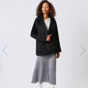 Áo Khoác Len Hai Mặt Cao Cấp Cho Nữ 1210H81047 Thu Đông Lông Da Lộn Hai Hàng Khuy Áo Khoác Ngoài Thoải Mái Thường Ngày