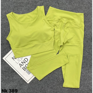 Bộ đồ tập gym yoga aerobic thể thao nữ bao gồm áo bra kèm mút và quần dài chất liệu thun lạnh LULU BINSPORTS BD267