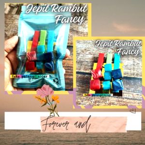 Jepit Rambut 3 in 1 Kep Rambut Korea Motif Dadu Multiwarna Jepitan Rambut Fancy Aksesoris