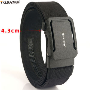 TUSHI New 4.3cm Hard Military Belt for Men Tight Nylon Tactical Outdoor EDC Belt Metal Automatic Buckle IPSC Belt Casual Girdle