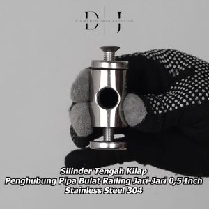 Silinder Tengah Kilap / Konektor Pipa Bulat Railing Jari-Jari 05 Inch Stainless Steel 304