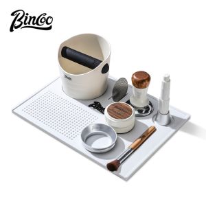 BINCOO Coffee Tamper Set Multifunctional Powder Press Mat Coffee Utensils Set Coffee Bar Pad Coffee Machine Handle Non-Slip Silicone Mat Set 51MM/58MM