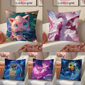 Bandai | Pokemon Espeon Anime Plush Pillow Cover Soft Short Plush Cushion Cover For Sofa Bedroom Home Decor Gift Decoration