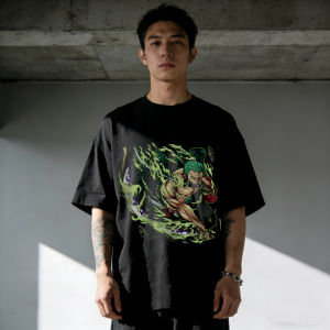 Bandai | One Piece Men Women Cotton T-shirt Roronoa Zoro Summer Anime Tee 2026 Summer Short-sleeved Retro Harajuku Y2K Streetwear Tops