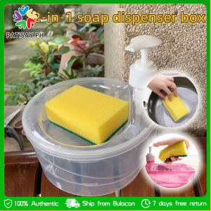 Round Shape Dishwashing Soap Liquid Pump Soap Dispenser With Sponge Kitchen Soap Washing Box