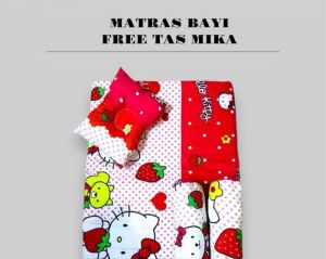 Kasur Matras Bayi 1 Set Lengkap Bantal Anti Peyang dan Guling Free Tas Mika / Karakter Uniseks