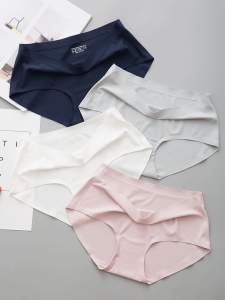 4-Pack Seamless Underwear Womens Ice Silk Summer Mid-Waist Thin Modal Pure Cotton Antibacterial Breathable Womens Underwear