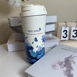 Stainless Steel Thermos Bottle 600ML Dual-Drink Coffee Mug Portable Vacuum Flasks Sports Straw Water Bottle Car Insulated Cup
