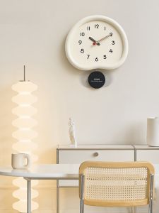 Modern Minimalist Swinging Wall Clock for Living Room Mandelda No Drilling Required Imported Eco-Friendly Material Battery Powered