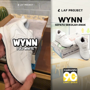 Sepatu Anak Laki laki Perempuan Sneakers Sekolah Casual Kasual Putih White - Wynn - LAF Project Kids